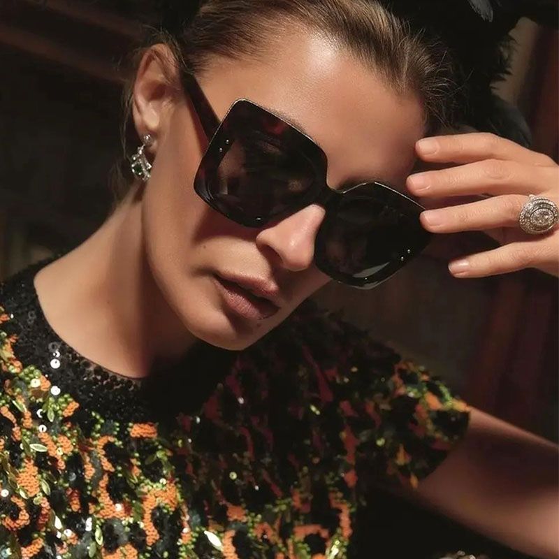Square Sunglasses Women Fashion Luxury Big Frame Shades