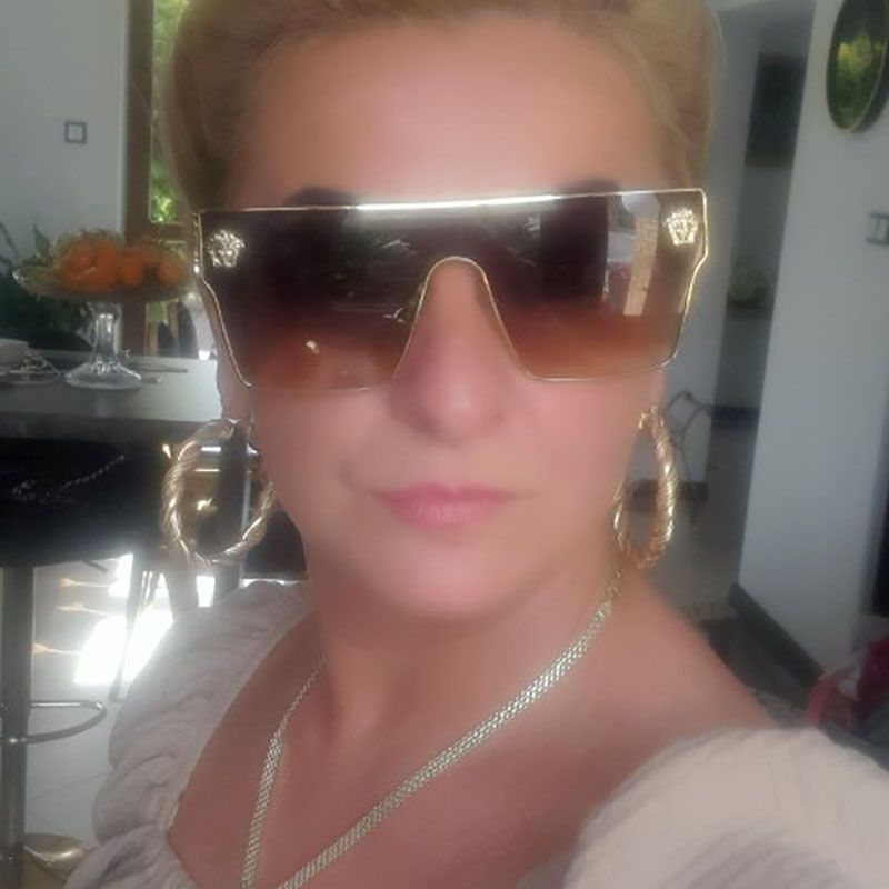 Luxury oversized flat top mono lens sunglasses