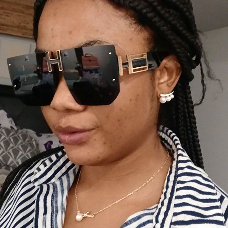 H Shaped Nose Bridge Polygonal Exclusive Sunglasses 