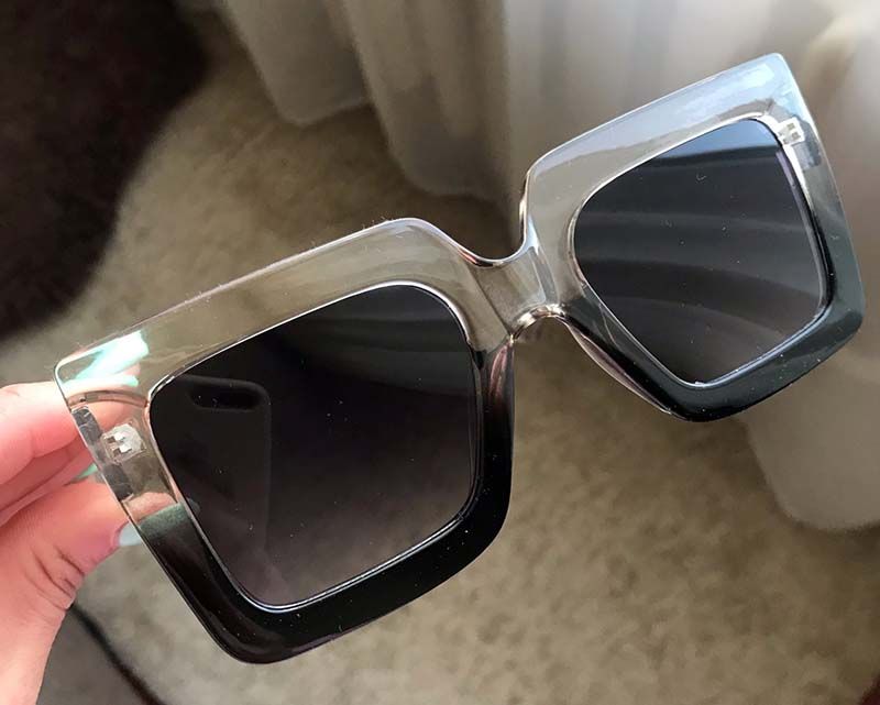Oversized Boxy Lens Two Tone Frame Square Sunglasses