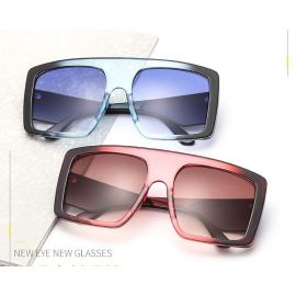 Modern flat top big frame shield square sunglasses