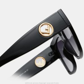 Luxury Gold Logo Square Frame Oversized Sunglasses