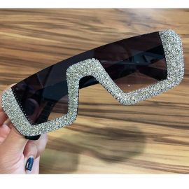Half frame flat top bling sunglasses luxury shades