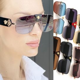 Luxury Metallic Gradient Lens Aviator Sunglasses For Unisex