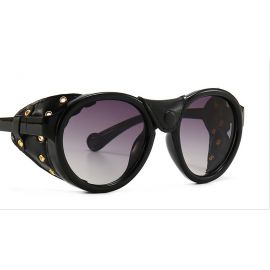Retro steampunk aviator leather side cover sunglasses