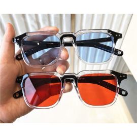 Retro Style Dot Rivets Two Tone Square Sunglasses