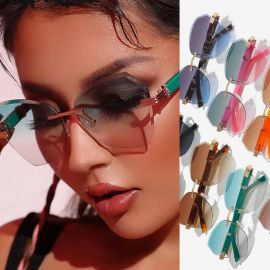 Butterfly shape women rimless lenses stylish sunglasses