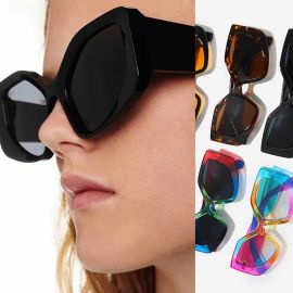 Women's Trend Polygonal Big Cat Eye Sunglasses 