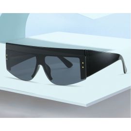 Flat Top Frame Mono Lens Oversized Shield Sunglasses