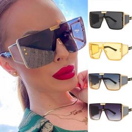 Oversized Flat Top Square Mono Lens Shield Sunglasses