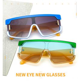 Futuristic Shield One Piece Lens Flat Top Sunglasses
