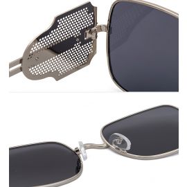 Steampunk square sunglasses w/ mesh side shields
