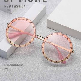 Vintage Round Rhinestones Metal Frame Bling Sunglasses
