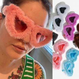Girls novel heart shaped plush furry sunglasses