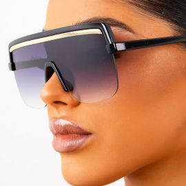 Cool futuristic flat top one piece aviator sunglasses