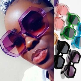 Jelly color vintage cute shades hexagon sunglasses