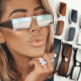 Futuristic shield sunglasses flat top side lens