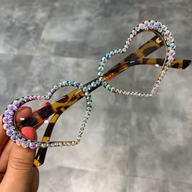Vintage Cute Heart Luxury Rhinestones Bling Sunglasses