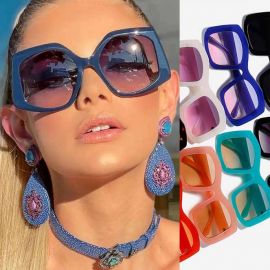 Vibrant Candy Color Polygon Oversize Sunglasses