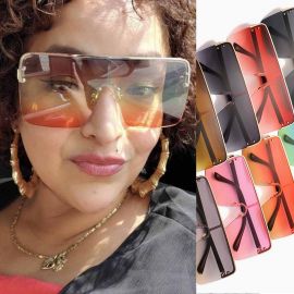 Flat Top Square Frame Futuristic Shield Sunglasses
