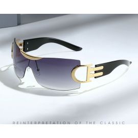 'D' shaped hinge shield lens wraparound sunglasses