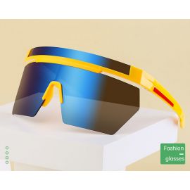 Single Lens Geometric Sports Wrap Around Sunglasses