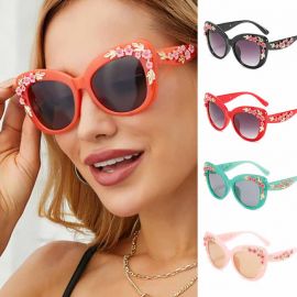 Retro Colorful Flowers Decorated Cat Eyes Sunglasses