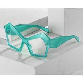 Diamond Cut Polygonal Frame Multiple Facets Eyeglasses