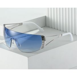 Rhinestones Decor Shield Lens Wraparound Sunglasses