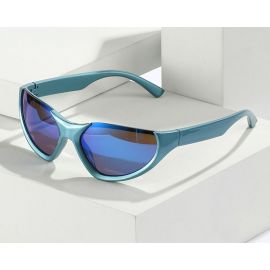  Mirrored Tint Wrap Around Frame Sports Sunglasses 