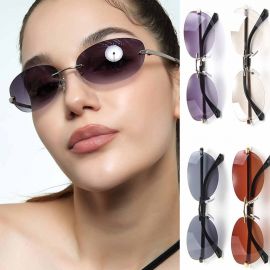  Rimless Sunglasses Adorable Vintage Oval Shades