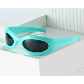 Hip Hop Oval Shape Sunglasses Wrap Around Frame