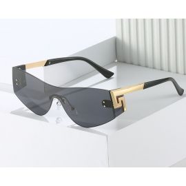 ‘G’ Letter Hinge Rimless Wrap Around Trendy Sunglasses