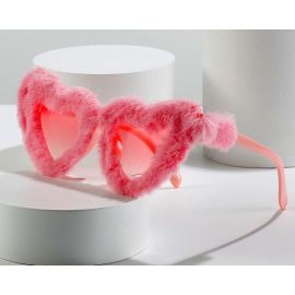 Girls novel heart shaped plush furry sunglasses