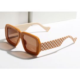 Plaid Print Square Sunglasses Fashion Hip Hop Shades