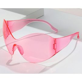 Oversize Rimless Goggles Wrap Around Sports Sunglasses