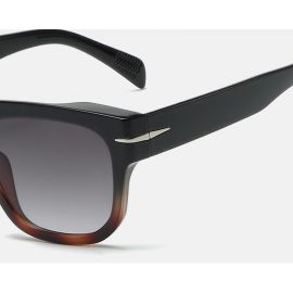 Metallic side rivets flat top D frame sunglasses