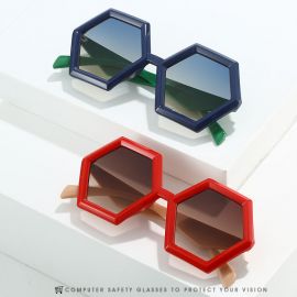 Polygonal hexagon bold frame irregular novel sunglasses