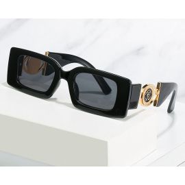 Abstract pattern gold logo graceful rectangular sunglasses