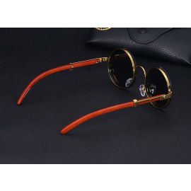 Retro Metal Frame Flat Round Lens Steampunk Sunglasses