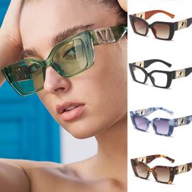 ‘V’ Shape Logo Women Rectangular Cat Eye Sunglasses
