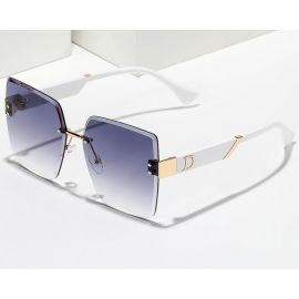 Premium oversize rimless lenses square sunglasses