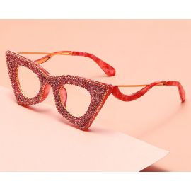 Shiny Diamond Sunglasses Bling Cat Eye Frame