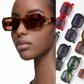 Women Octagon Shape Crystal Rhinestones Sun Glasses