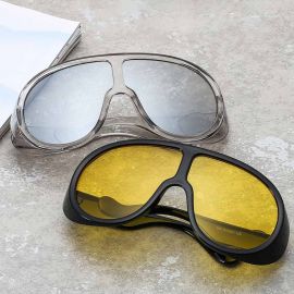 Oversized Goggles Wrap Around Frame Sports Sunglasses