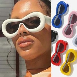 Lovable Bold Oval Frame Candy Color Teens Sunglasses