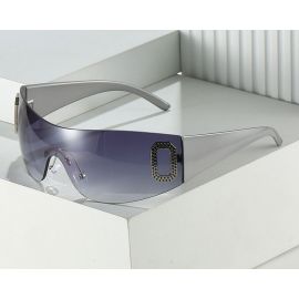 Engraved Dots Metallic Big 'O' Logo Shield Sunglasses