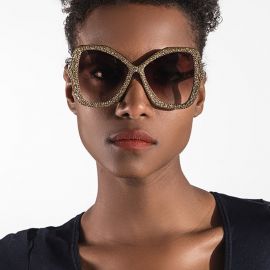 Ladies Bling Frame Polygon Shaped Diamond Sunglasses