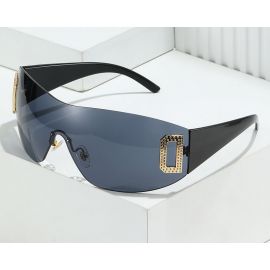 Intaglio Dots Big 'D' Metallic Logo Racer Sunglasses