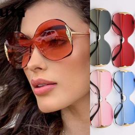 Rimless one piece women luxury butterfly sunglasses